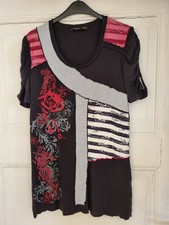 Cosima by No. 1 Mode Express Longshirt Damen Gr. 44, schwarz/mehrfarbig