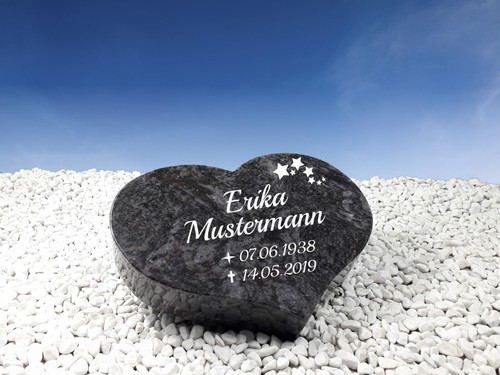 Grabstein herz blauer granit - blauer,