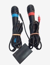 Singstar Mikrofone Blau und Rot + Adapter Sony PlayStation 2 PS2 Original