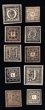 Konvolut 10 Ornament Holzschnitt Buchstaben woodcut lettres gravure 1700