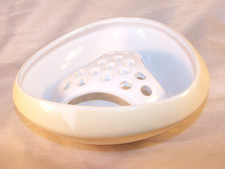 Ikebana Vintage Keramik Schale, Mod. 900, H.5 cm, D.17 cm, Weiß & Beige, 60er J.