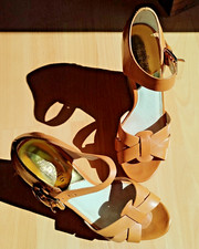 Michael Kors Damen Sandalen Plattform Wedge, hellbraun camel-Farbe, Leder Gr. 38