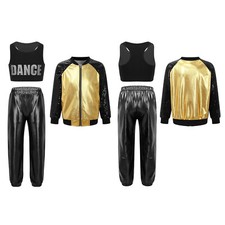 Kinder Mädchen Crop Top Und Hosen Team Jacke Mit Hose Workout Sportanzug Sport