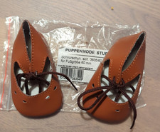 Puppenschuhe v. Sturm, 8,5 cm lang -4,5 cm breit, braun für 60 mm Gr. Füße