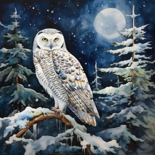 Wandbild eule schneeeule - wandbild,