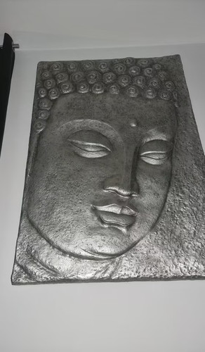 Xxl buddha wandbild - wandbild, silber