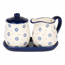 Set Milch Zucker Zuckerdose Milchkännchen aus Keramik Landhaus Geschenk 265 ml