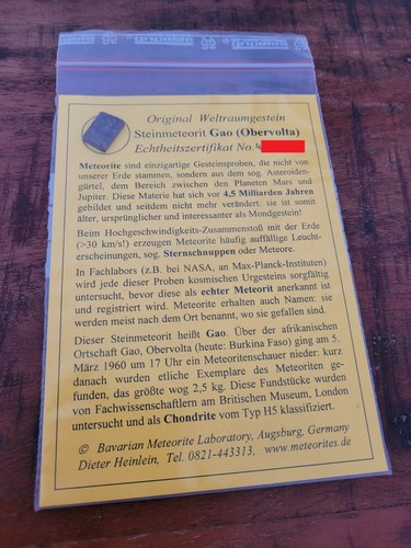 Echter steinmeteorit mit - echter,