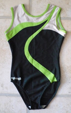 agiva Turnanzug Gymnastikanzug, ohne Ärmel, schwarz-grün-weiß, Größe 152