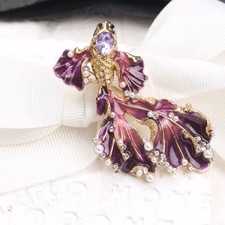 Goldfisch Brosche Lila Emaille