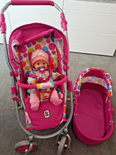 Puppenwagen Kombiwagen Sportwagen Babypuppe + Kleidung Set