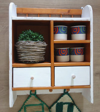 Altes Hängeregal Küchenregal Gewürze Holz Handtuchhaken Shabby Chic Vintage