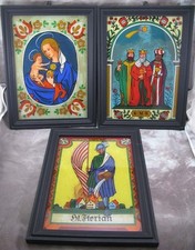 3x Hinterglasbild Hl. Maria