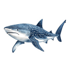 Watercolor shark sticker sea