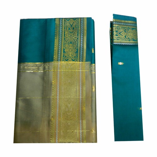 Brocade saree beige petrol - saree,