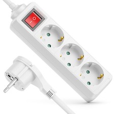 Steckdosenleiste 3-Fach Flachstecker Mehrfachsteckdose Mehrfachstecker Schalter