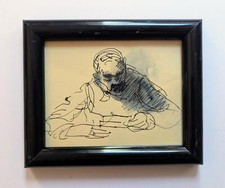 Lesender Herr - Original Tuschfederzeichnung - datiert 1919 - Berlin ?  