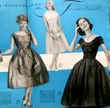 altes Modeheft Der Neue Schnitt von 1959  + Schnittmuster, irre Cocktailkleider