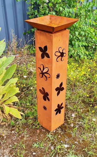 Edelrost säule blumen - edelrost, 3d