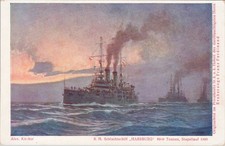 Künstler AK Postkarte Kircher Schlachtschiff Habsburg K.u.K. Marine Österreich