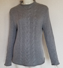 Yorn super weicher dicker 100% Kaschmir Pullover Grau Zöpfe 10-fädig