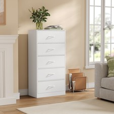 WOLTU Kommode mit 5 Schubladen Sideboard weiß Anrichte Schubladenschrank