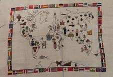 WELTKARTE GEZÄHLT KREUZSTICH - komplett 60cm x 45cm