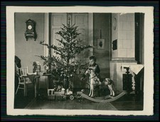 6x Foto - Kleinkind Weihnachten 1930 Schaukelpferd Spielzeug Christbaum festlich