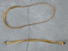 Halskette und Armband Double goldoptik  ca 16/7 cm Schmuck älterer Schmuck