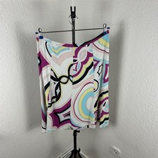 Women's Emilio Pucci Knee Length Rayon Geometric Blue/Lilla Skirt Size IT44/US14