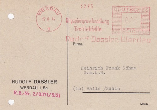 Werdau postkarte 1944 rudolf - werdau,,