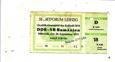 Fussball-Länderspiel DDR-Rumänien, 26.9.1973 in Leipzig, Eintrittskarte