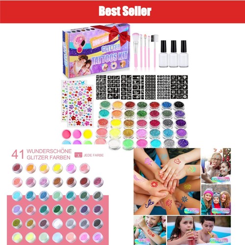 Glitzer tattoo set - glitzer, kinder