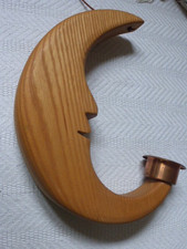 Massivholz Mond-Teelichthalter Holzmond zum Hängen