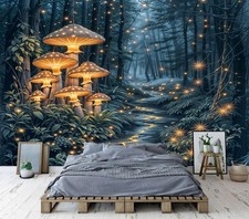 Märchenmagischer Wald bei Nacht Tapete Wandbild abnehmbar abwaschbar abziehen & kleben