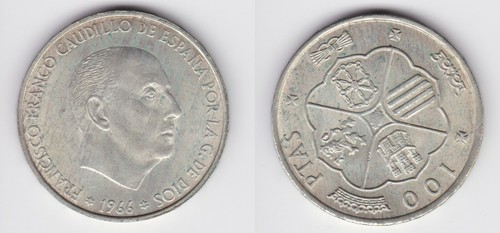 100 pesetas silber münze - 100,