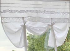 Raff Gardine JULIE  weiß 180 cm breit Scheibengardine Shabby Chic Vintage Curtai