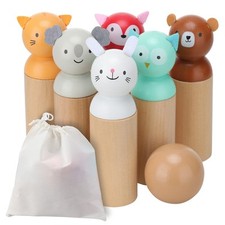 Bowling Set für Kinder - Kegelspiel für Kinder - Kegel aus Holz - Holzkegel