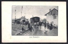 Ansichtskarte Les Nomades, Sinti und Roma / Zigeuner mit Wohnwagen 
