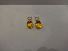 Citrin Creol Ohrhänger , Traum Farbe , Cushion Schliff, 585 er Gold