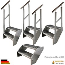 Premium Treppe 2 Stufen Breite 60-140cm Höhe 38cm Außentreppe Geländer Terrasse