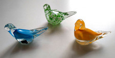 LEONARDO Glas 3 Vögel blau grün orange