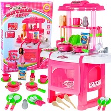 Malplay Kinderküche mit Backofen Zubehör 65cm hoch Spielküche für Mädchen ab 3J