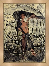 Zigeunerin mit zwei Kindern Planwagen Expressionismus Otto Mueller A3 Natur 06