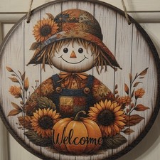 Herbstdeko Herbst Türdekoration Kürbiss Vogelscheuche Sonnenblumen