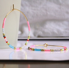 Creolen Pastel Perlen vergoldet Miyuki handgefertigt groß bunt Geschenk Frau