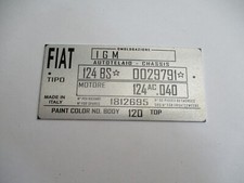 Typenschild fiat 124 - fiat,