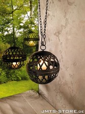 Hänge Windlicht Kugel Laterne hängend Kerzenhalter Metall Laterne Garten Deko  