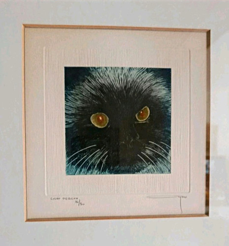 Lithographie signiert katze - lithographie, /