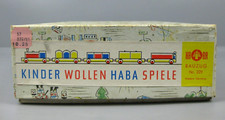 altes Holzspielzeug HABA Bauzug Nr. 229 Lok + 4 Wagen + OVP Western Germany